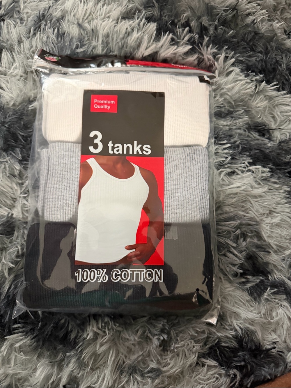 3-Pack Men's Cotton Tank Tops - White, Gray, Black
